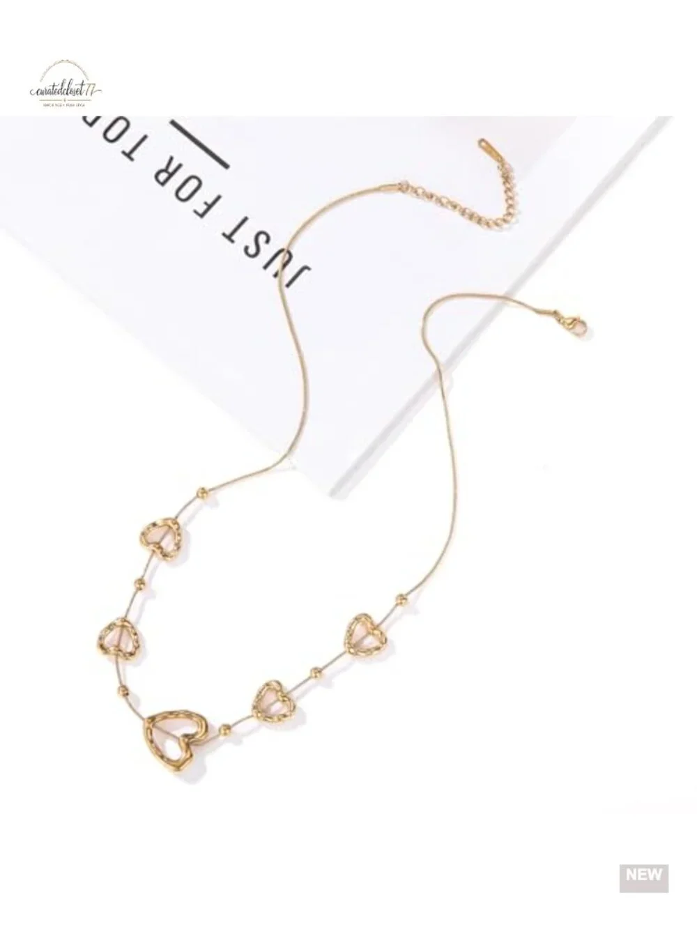 18K Gold Plated Open Heart Layered Necklace Dainty Y-Necklace Minimalist
